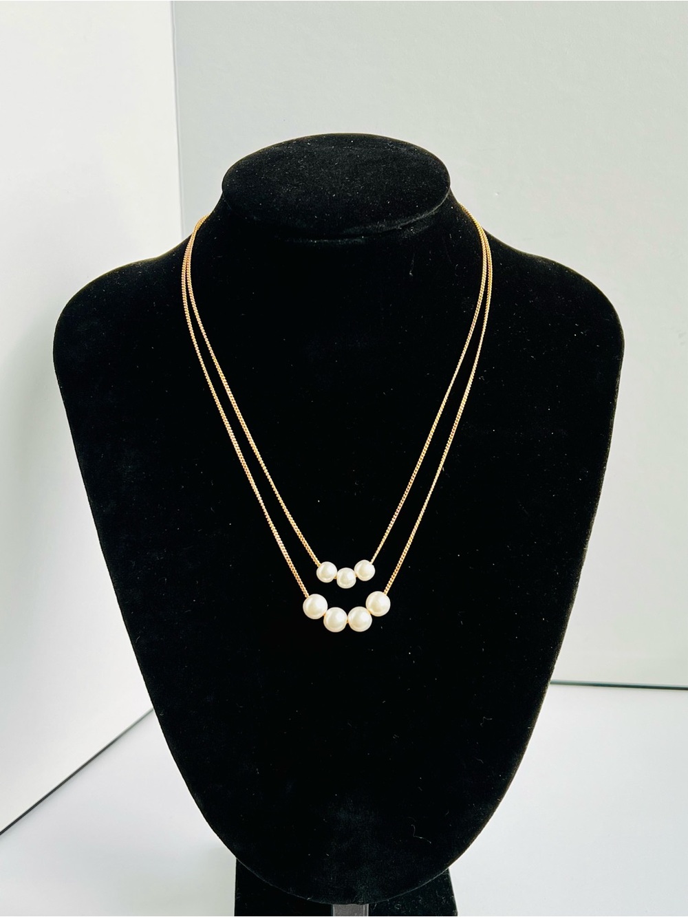 Xuping Double-Layer Faux Pearl Gold-Tone Necklace 17"+2"